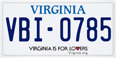 VA license plate VBI0785