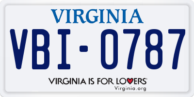 VA license plate VBI0787