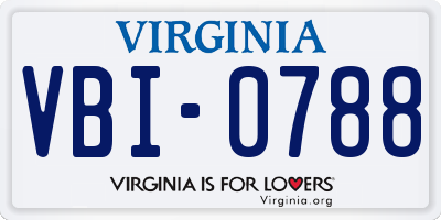 VA license plate VBI0788