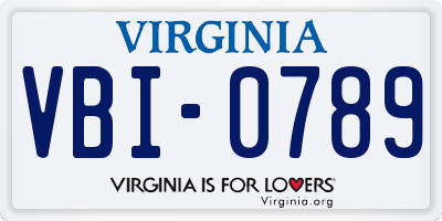 VA license plate VBI0789
