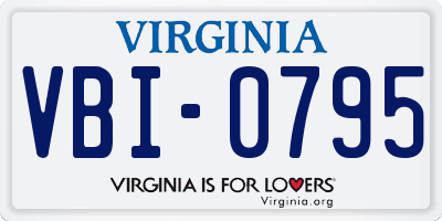 VA license plate VBI0795