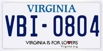 VA license plate VBI0804