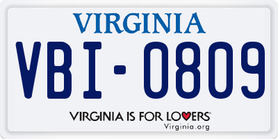 VA license plate VBI0809