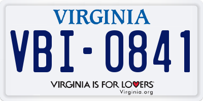 VA license plate VBI0841