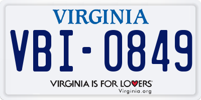 VA license plate VBI0849