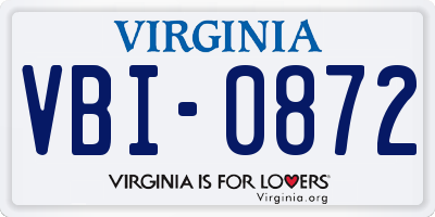 VA license plate VBI0872