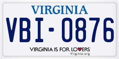 VA license plate VBI0876