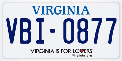 VA license plate VBI0877