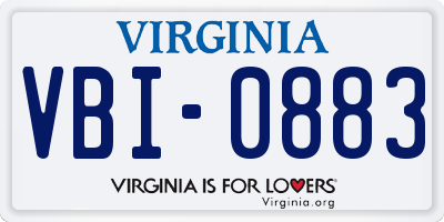 VA license plate VBI0883