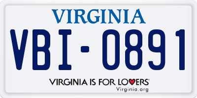 VA license plate VBI0891