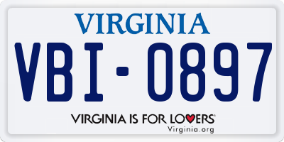 VA license plate VBI0897