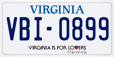 VA license plate VBI0899