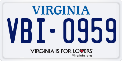 VA license plate VBI0959