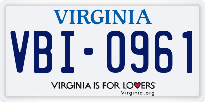 VA license plate VBI0961