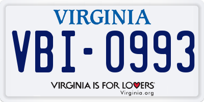 VA license plate VBI0993