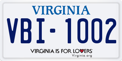 VA license plate VBI1002