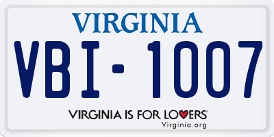 VA license plate VBI1007
