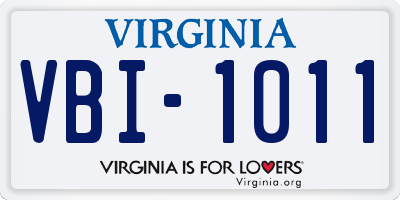 VA license plate VBI1011