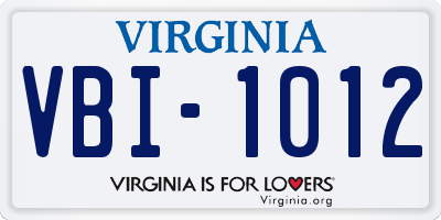 VA license plate VBI1012