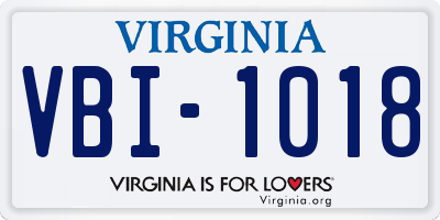 VA license plate VBI1018
