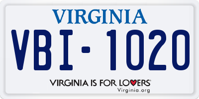 VA license plate VBI1020