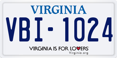 VA license plate VBI1024