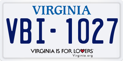 VA license plate VBI1027