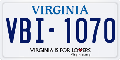 VA license plate VBI1070