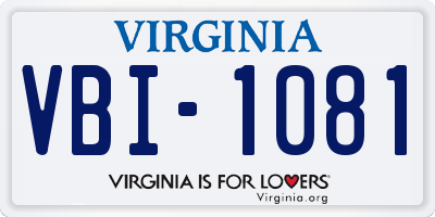 VA license plate VBI1081