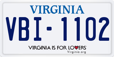 VA license plate VBI1102