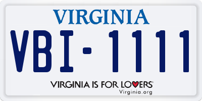 VA license plate VBI1111