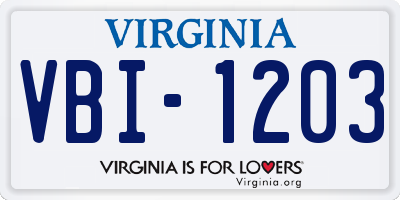 VA license plate VBI1203