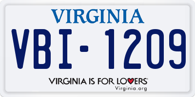 VA license plate VBI1209
