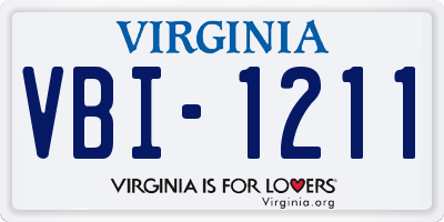 VA license plate VBI1211