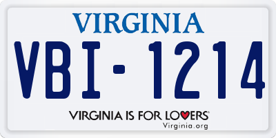 VA license plate VBI1214