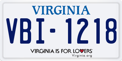 VA license plate VBI1218