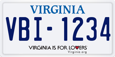VA license plate VBI1234