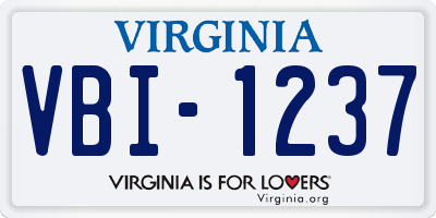 VA license plate VBI1237