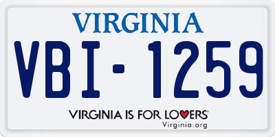 VA license plate VBI1259