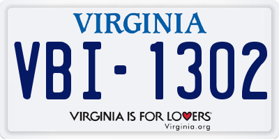 VA license plate VBI1302
