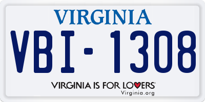 VA license plate VBI1308