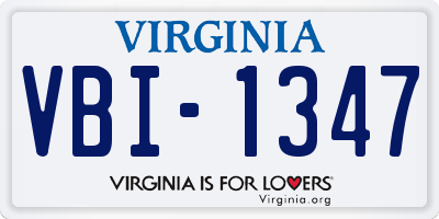 VA license plate VBI1347