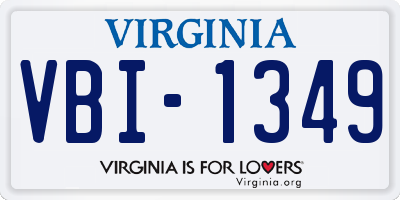 VA license plate VBI1349