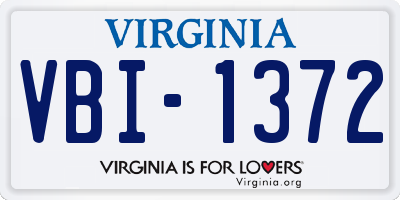 VA license plate VBI1372