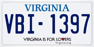 VA license plate VBI1397