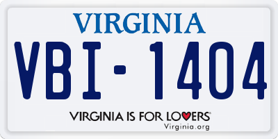 VA license plate VBI1404