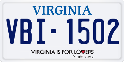 VA license plate VBI1502