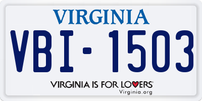 VA license plate VBI1503