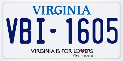 VA license plate VBI1605