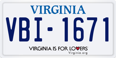 VA license plate VBI1671